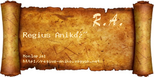 Regius Anikó névjegykártya